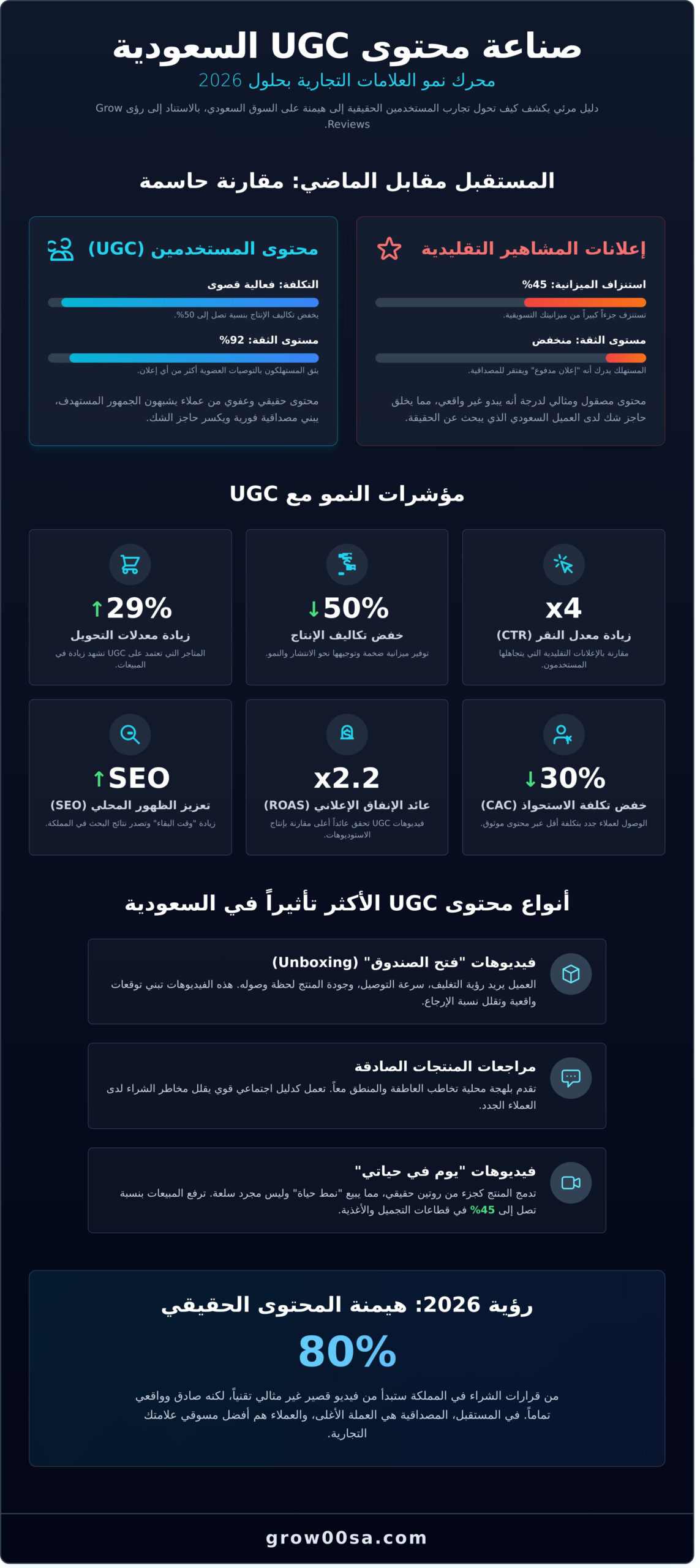 دليلك الشامل في صناعة محتوى UGC السعودية لزيادة المبيعات في 2026 - Infographic